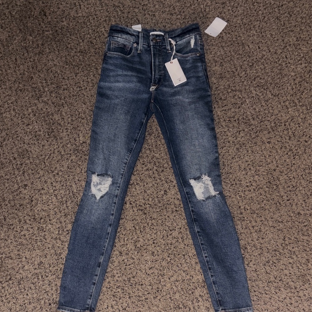 NWT Good American Good Waist Distressed Skinny Jeans Size 00